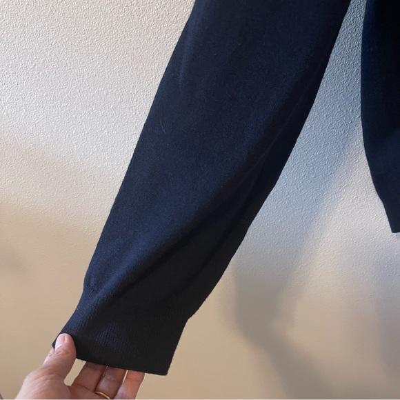 Brooks Brothers Merino Wool Blend V-Neck Sweater Navy Embroidered Logo XXL - Picture 5 of 9